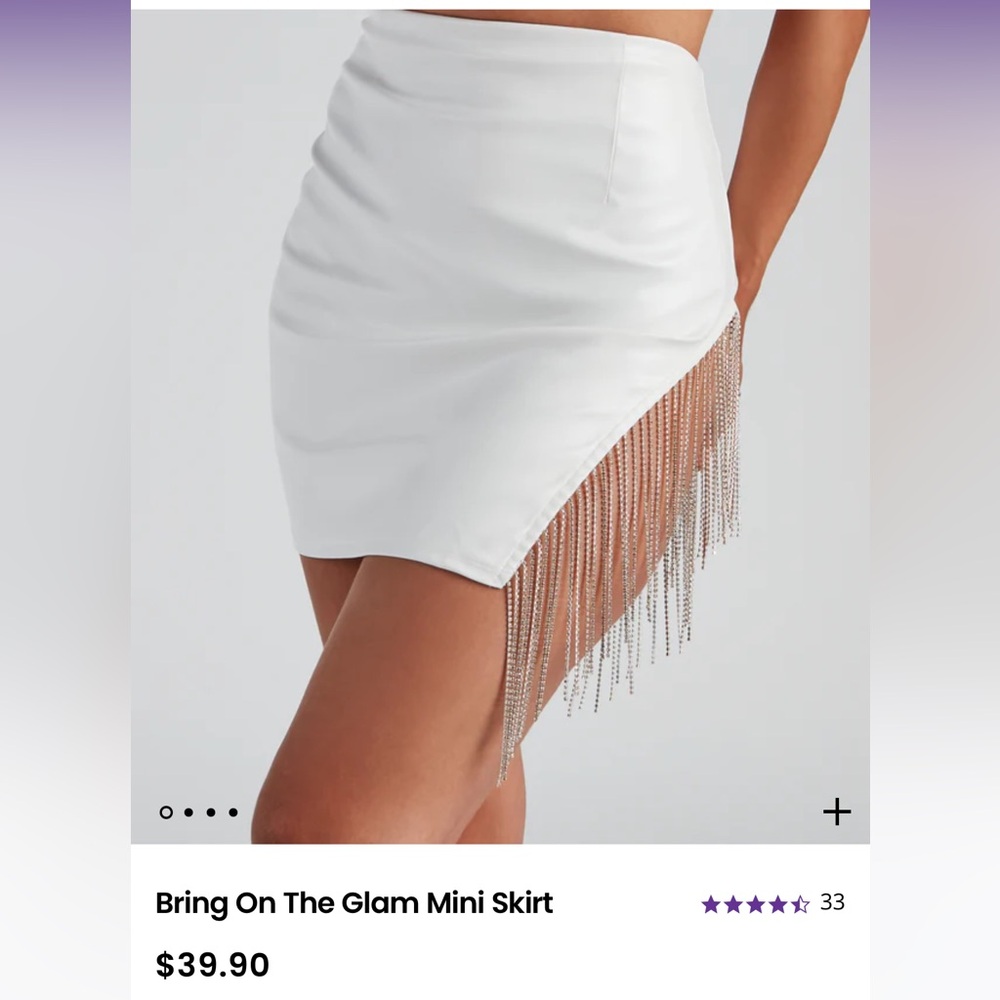 Windsor white fringe skirt